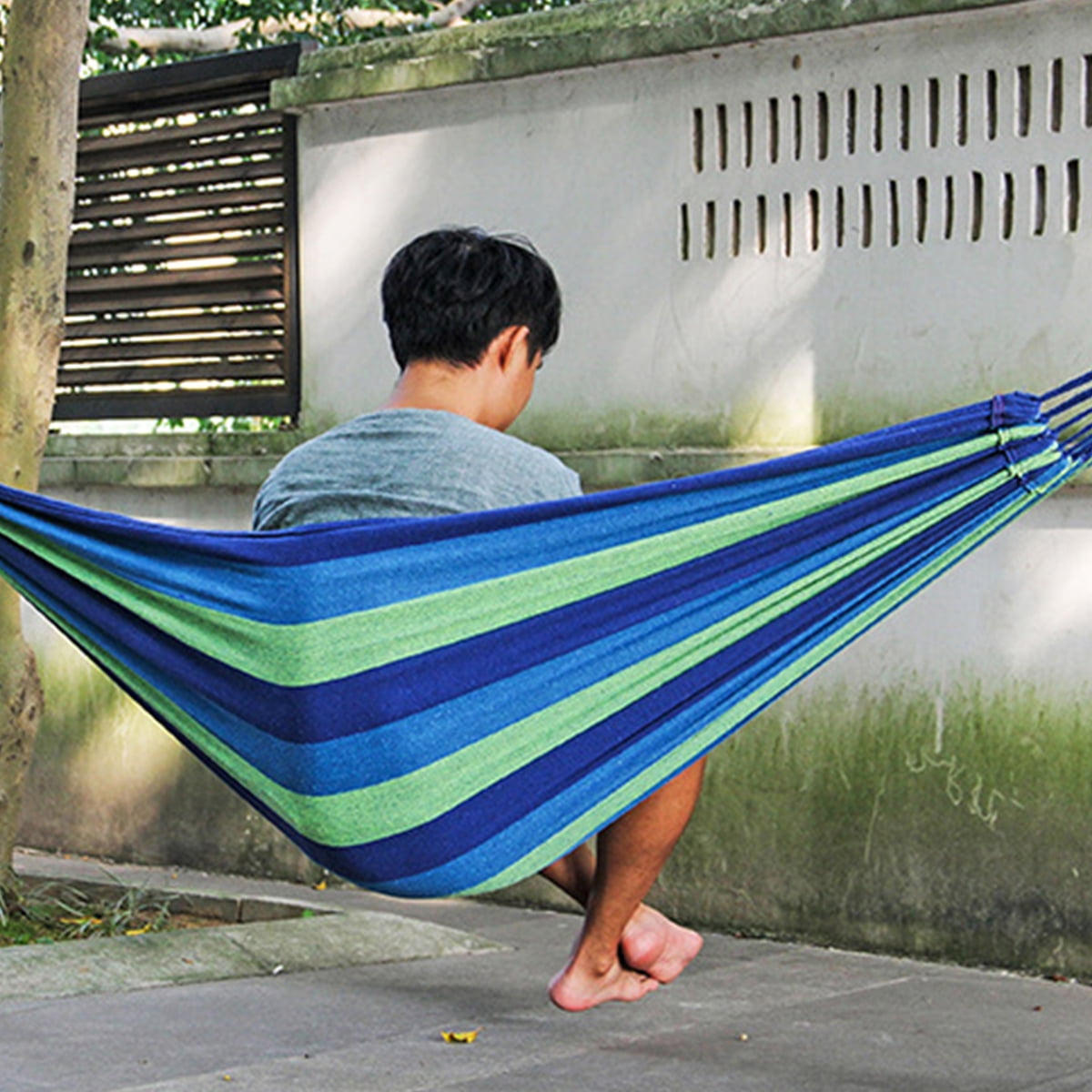UKCOCO Canvas Garden Hammock Blue for Outdoor Use 1Pack 110x31in