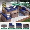 thumbnail image 6 of Clouddwell 8 Piece Patio Furniture Set with 44” Fire Pit Table Wicker Rattan Patio Conversation Set Outdoor Sectional Sofa Set with Coffee Table and Blue Cushions(Waterproof Cover Included), 6 of 9