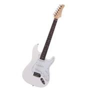 39 ST Electric Guitar for Music Lover, Rosewood Fingerboard, with Accessories Pack, Carry Bag and Shoulder Strap, Right Handed Guitar for Beginner and Intermediate Performer (White)