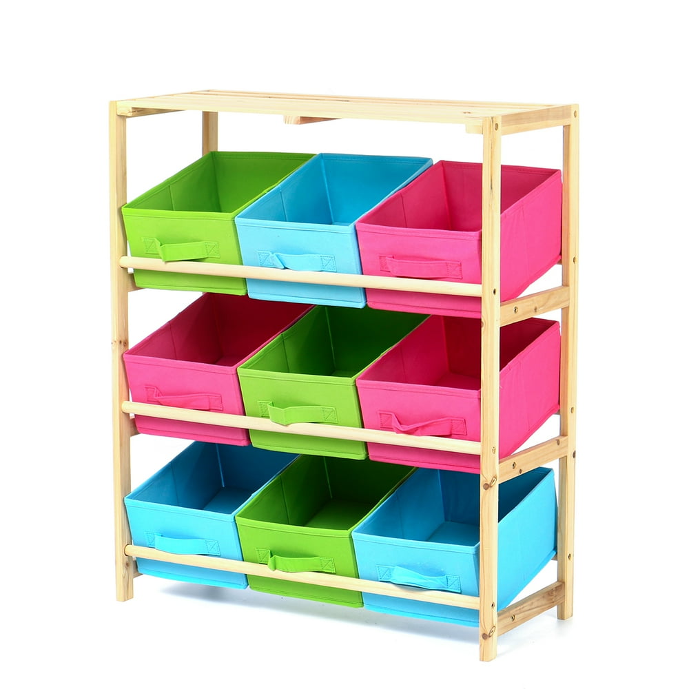 Toy Storage Shelf w/Removable Bins 4 Shelves for Baby Kids Playroom