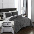 thumbnail image 1 of Chic Home CS3205-US Everly Pinch Pleated, Reversible Chevron Print Ruffled & Pleated Complete Comforter Set with Shams & Decorative Pillows - Grey - Twin - 3 Piece, 1 of 1