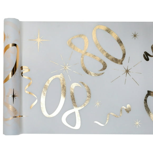 Exquisite 80th Birthday Gold Metallic Table Runner - Elevate Your Party Elegance