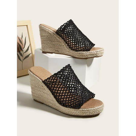 

Hollow Out Espadrille Sole Wedge Slide Sandals Women‘s Footwear