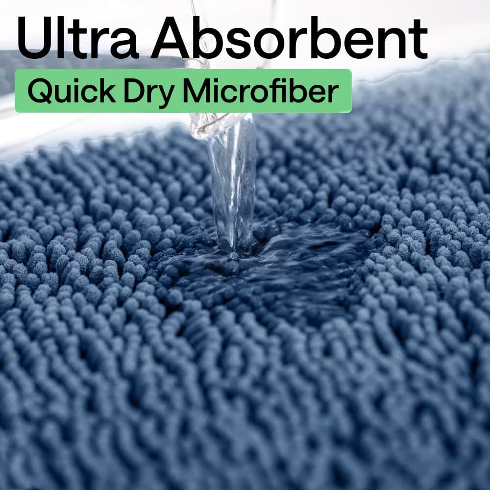 Bath Rug Mat, Thick Soft Absorbent Chenille, Quick Dry Microfiber Mats, Rubber Backing Washable Shower Floor Rugs, US Designed Bathroom Halloween Home Decor Accessories
