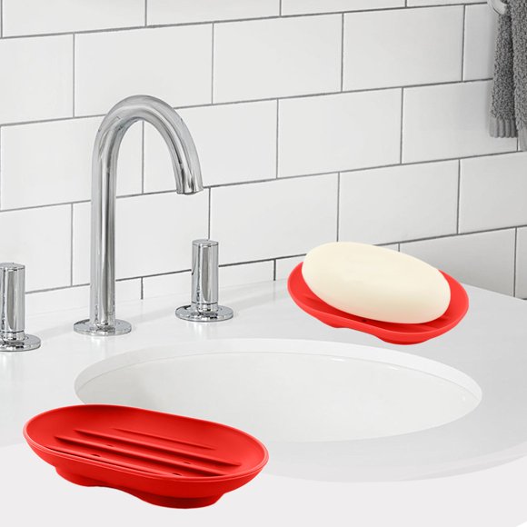 Jabn antideslizante de colores brillantes, escurridor de jabn, agujero para baño, fcil de usar
