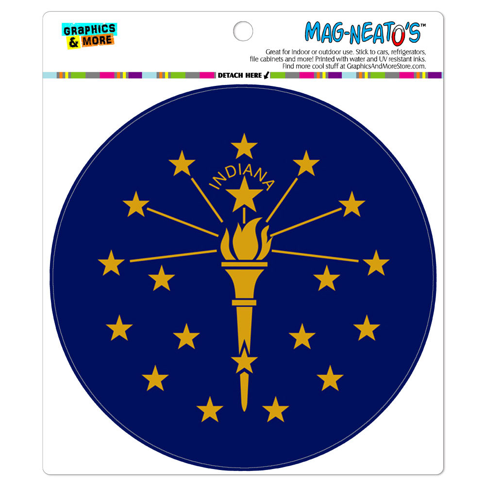 Indiana State Flag Circle MAGNEATO'S(TM) Car/Refrigerator