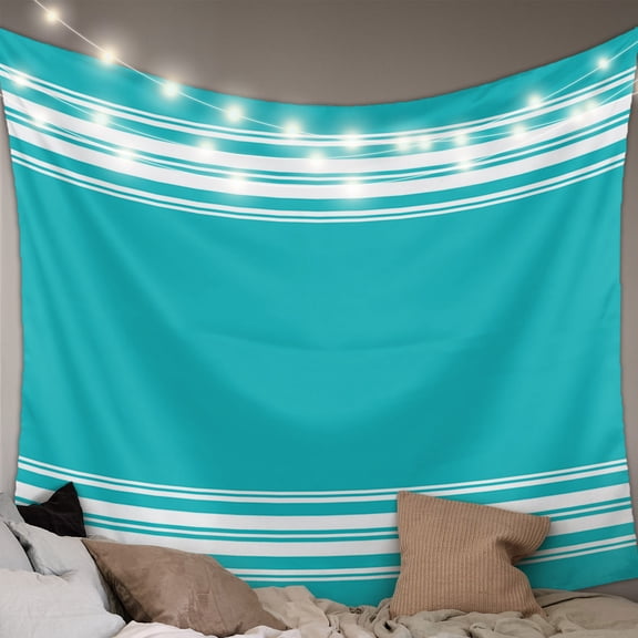 Teal Striped Large Tapestry for Bedroom Wall Hanging Tapestry,Luxurious White Stripes Modern Abstract Art Ceiling Backdrop Tapestries Poster Blanket Wall Decor for Teens Room Living Room 85" x 90"