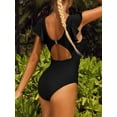 thumbnail image 3 of Charmo Womens Ruffle One Piece Swimsuits Ruched Tummy Control Monokini Bathing Suits, 3 of 6