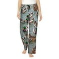 thumbnail image 2 of Goofa Mallard Ducks Swimming Printed Soft Pajama Pants for Women, Wide Leg Comfy Casual Lounge Yoga Pants-Medium, 2 of 9