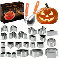 Ninonly 26PCS Halloween Pumpkin Carving Kit, Halloween Pumpkin Carving Set with 24 PCS Stainless Steel Pumpkin Carving Stencils & 2 Carving Tools, Easy Use Carving Tools Kit for Halloween Decoration