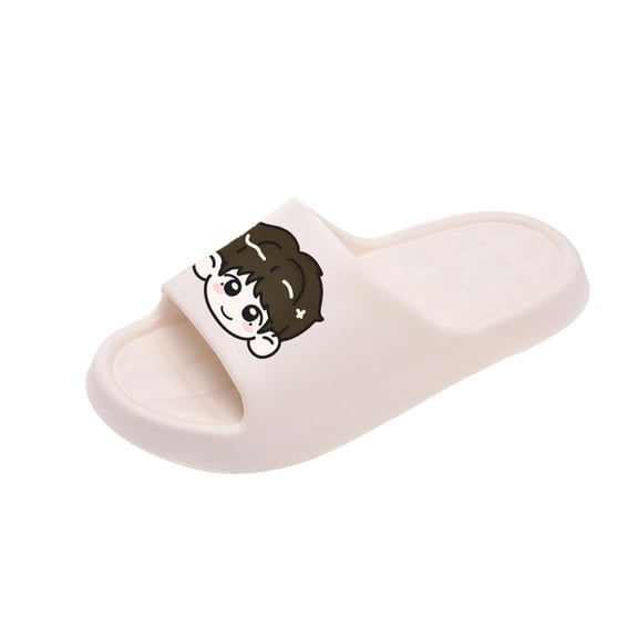 Unisex White EVA Cartoon Slides for Men Women Comfortable Lightweight Platform Sandals Novelty Beach Pool Slippers,Size 5.5-7