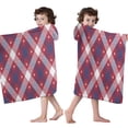 thumbnail image 4 of Red and Blue Star Argyle Pattern Hooded Bath Towel，50"x30" for Ages 3 To 12 Kids, Quick Dry Lightweight Soft Microfiber Hood Beach Towel Cover Up for Kids, 4 of 7