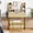 Natural wood color, variant on Modern Vanity Desk with Lighted Mirror – 3-Color Dimmable LED & Charging Station, 3 Drawers & 6 Shelves, Hair Dryer Holder, Makeup Table with Stool Set, White Board & Gold Iron Frame