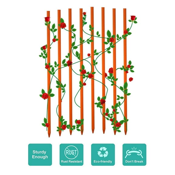 EcoStake Rust-Free Garden Plant Stakes Post for Trees, Cucumber, Fences, Beans 3-Feet 40 Pack 1/4Inch Dia Orange