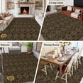 thumbnail image 5 of Brown Golden Floral Area Rugs 6'x9', Washable Small Throw Rugs for Kitchen Dining room, Modern Abstract Art Spring Flowers Indoor Outdoor Rug Non-Slip Low Pile Carpet Runner Reversible Floor Mats, 5 of 8