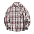 thumbnail image 2 of LEBONYARD Jackets for Men Clearance,Flannel Plaid Shirt Jacket for Men,Men Casual Printing Pocket Long Sleeve Turndown Collar Blouse Shirt Red L, 2 of 4