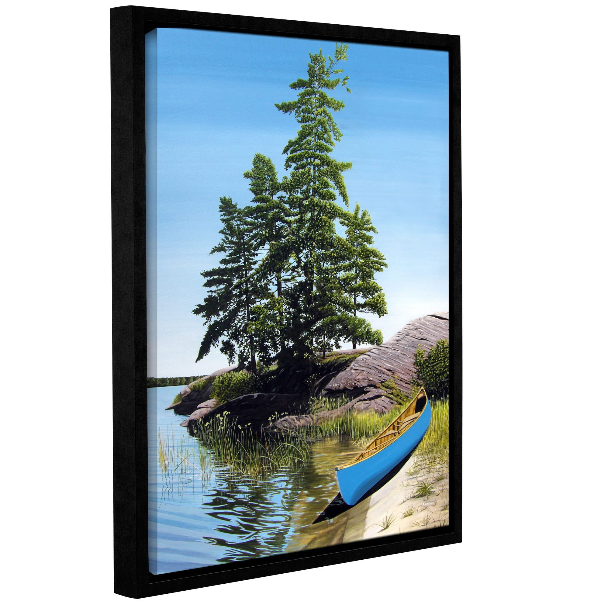ArtWall Ken Kirsh "Canoe on Georgian Bay 1" Gallery-Wrapped Floater-Framed Canvas