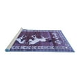 thumbnail image 2 of Ahgly Company Machine Washable Indoor Square Persian Blue Traditional Area Rugs, 6' Square, 2 of 4