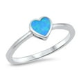 thumbnail image 1 of CHOOSE YOUR COLOR Heart Blue Simulated Opal Ring .925 Sterling Silver Band CZ Female Size 7, 1 of 4