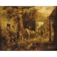 thumbnail image 2 of John Quidor 24x20 Black Ornate Framed Double Matted Museum Art Print Titled: The Vigilant Stuyvesant's Wall Street Gate (1863), 2 of 5