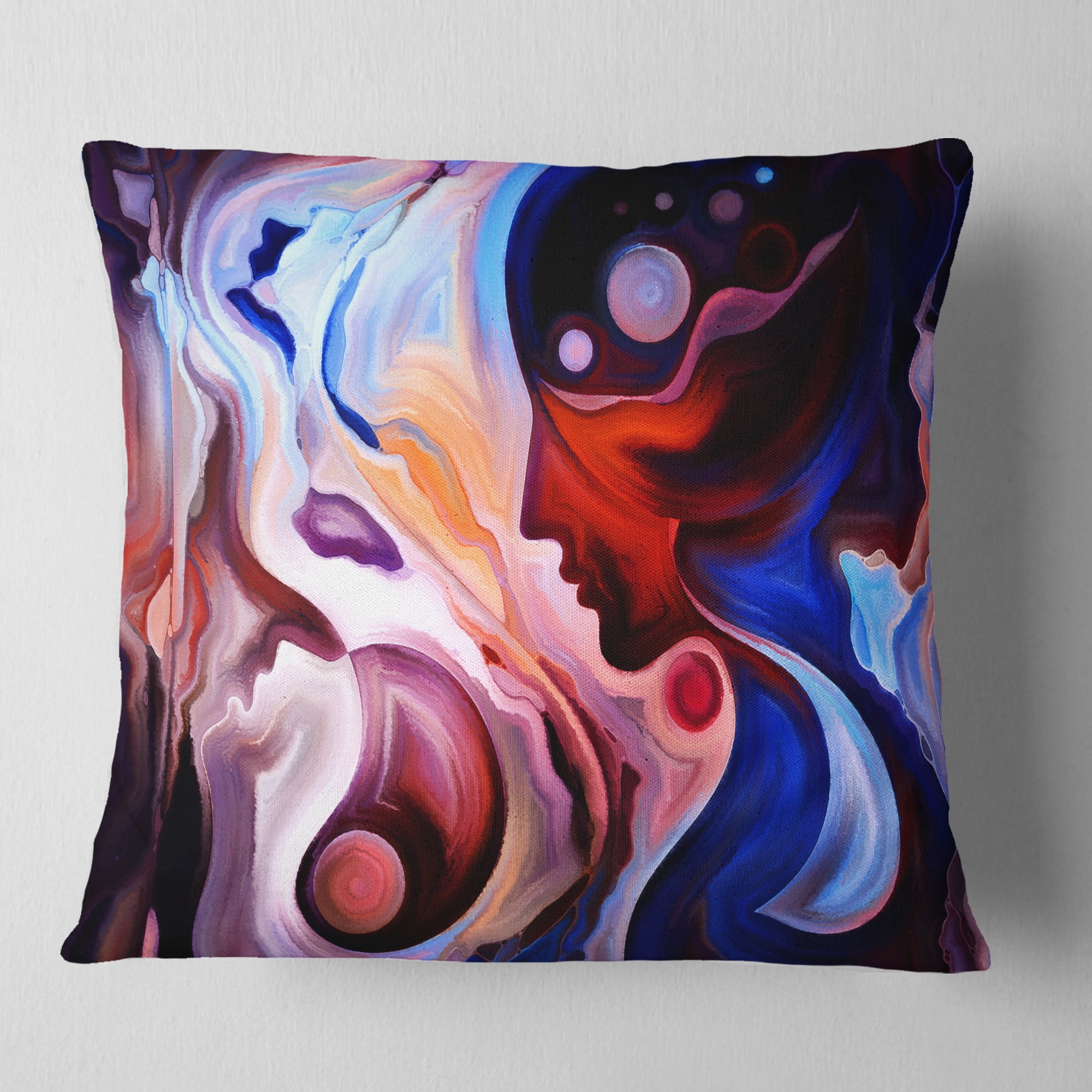 Designart Watching Woman Painting - Abstract Throw Pillow - 16x16