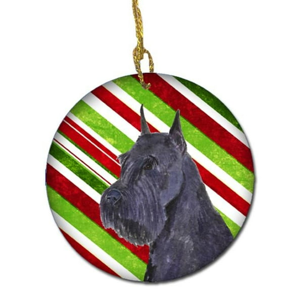 Schnauzer Candy Cane Holiday Christmas Ceramic Ornament