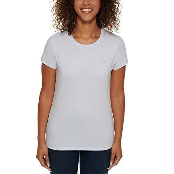 Calvin Klein Jeans Ladies' Logo Tee | Women Crewneck Tee | Womens Summer Tops | Graphic Tees Women | Womens Short Sleeve Tops - Blue X-Large