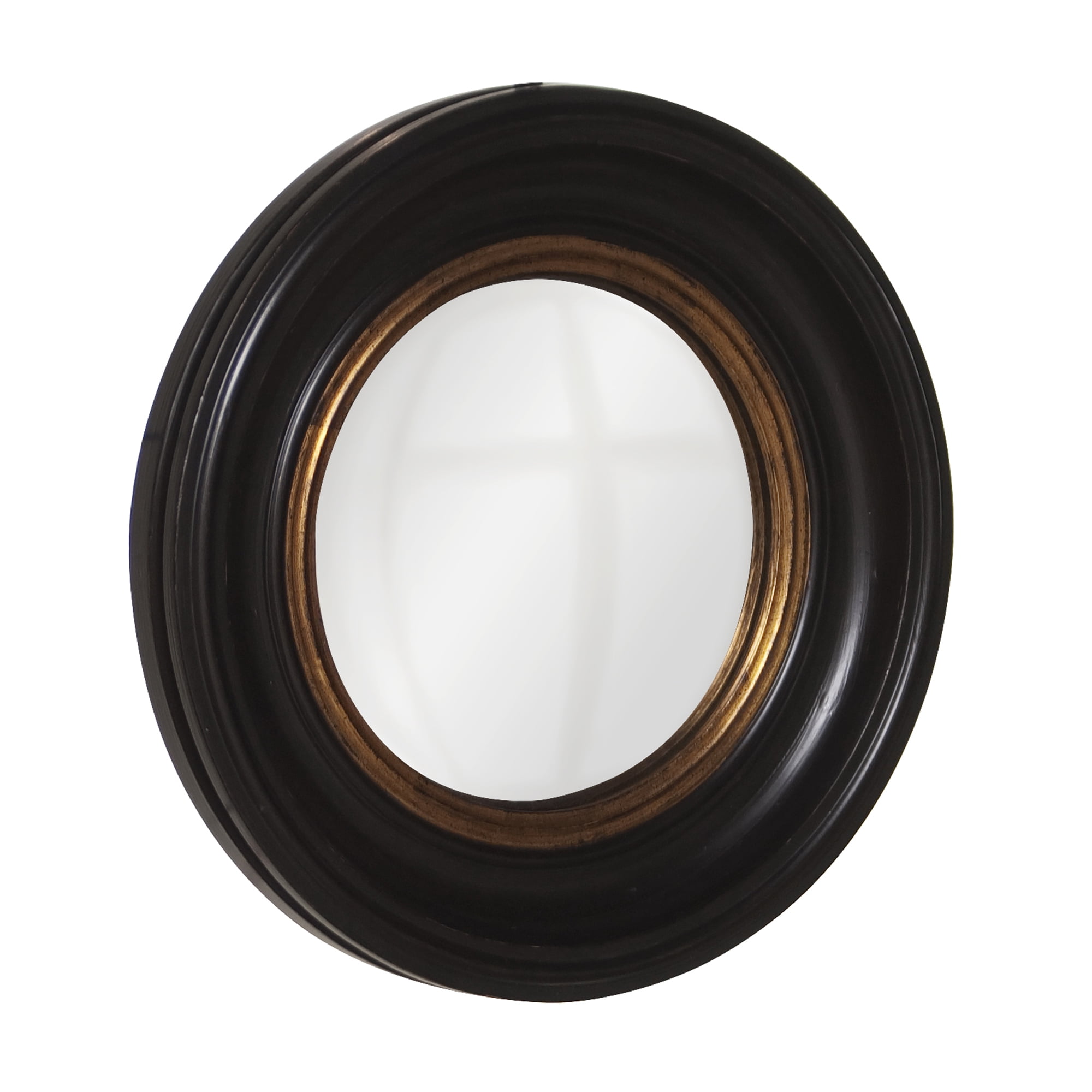 Tyler Dillon Round Black Wood Framed Convex Albert Wall Mirror