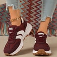 thumbnail image 5 of Rokment Women's Skate Fashion Sneakers Comfortable Suede Color Block Platform Running Walking Tennis Shoes Spring Fall Fashion Casual Skateboard Footwear Red Size 6.5, 5 of 8