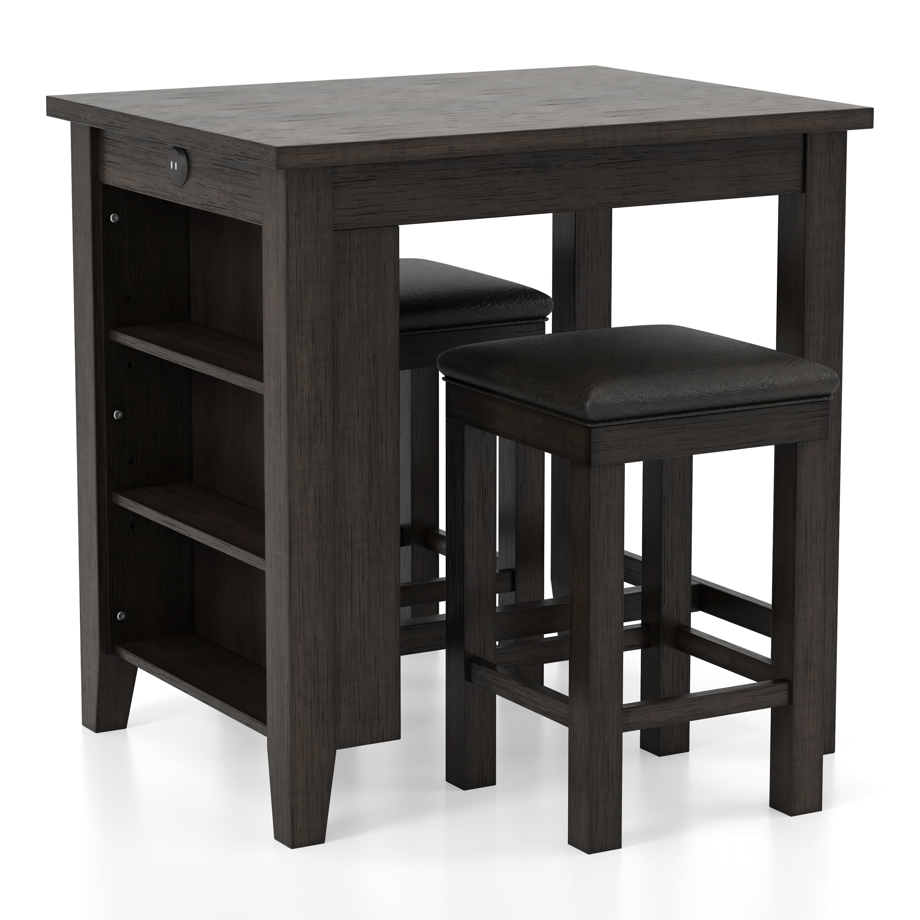 Furniture of America Maran 3-Piece Counter Height Dining Set, Walnut