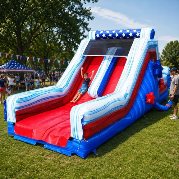 TentandTable Commercial Inflatable Slide and Rock Climbing Wall, Patriotic