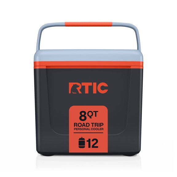 RTIC 8 Qt 12-Can Road Trip Ice Chest Cooler, Light Black & Persimmon
