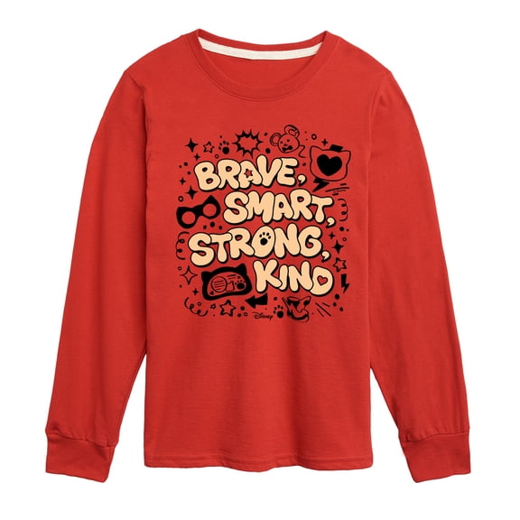 Super Kitties - Brave Smart Strong Kind - Youth Boys Long Sleeve Graphic T-Shirt