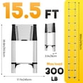 thumbnail image 6 of Thehsnt 12.8/15.5ft Telescoping Extension Ladder, Stainless Steel Folding Telescopic Ladder with Locking Mechanism, Multi-Purpose Collapsible Ladder for Home or RV Outdoor Work, Bearing 330lbs, 6 of 9