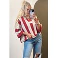 thumbnail image 5 of Women's Red Stripe Colorblock V Neck Sweater – Casual Bracelet Sleeve for Daily Wear | XL, 5 of 5