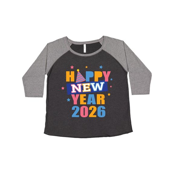 Inktastic Happy New Year Colorful 2026 with Stars Women's Plus Size T-Shirt