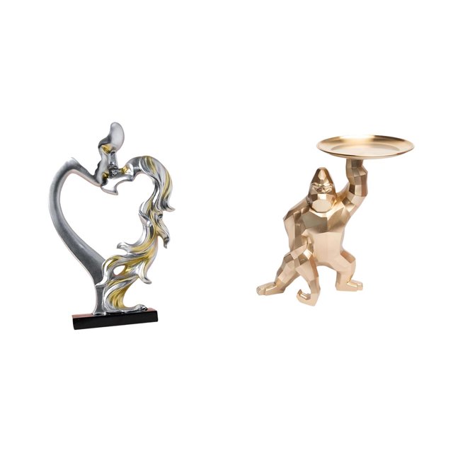 Figura Y Estatua De Pareja Besándose Con Bandeja, Adorno De Escritorio Coleccionable Para Dormitorio, Boda, Estantería, Armario, Decoración Del Hogar, Escultura De Resina, Obras De Arte Para