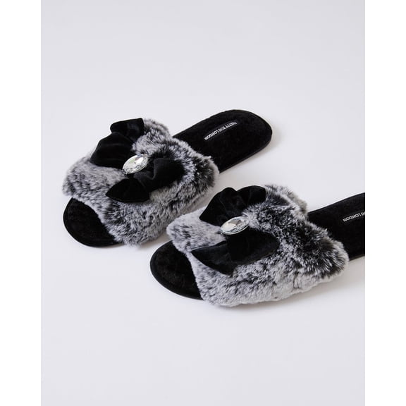 Pretty You London Womens Slider Slippers Cleo in Black - Small