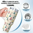 thumbnail image 3 of Sikiie Reto Marine Nautical Insulated Stainless Water Bottle Lid Travel Mug Cup Insulated Tumblers Cup 40oz Ice Bully With Handle, 3 of 8