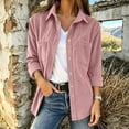 thumbnail image 4 of Atogsazn Women's Button Down Shacket Jacket Casual Ribbed Corduroy Long Sleeve Oversized Shirt Fall Winter Tops Pink M Fashion, 4 of 7
