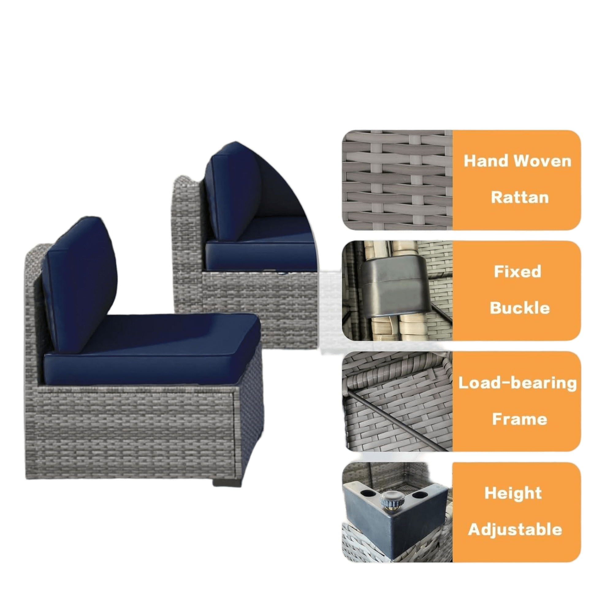 7-Piece Patio Furniture Set with Glass Coffee Table, All-Weather Wicker Rattan Outdoor Sectional Sofa with Thick Cushions, Modular Patio Conversation Set for Backyard, Poolside & Garden