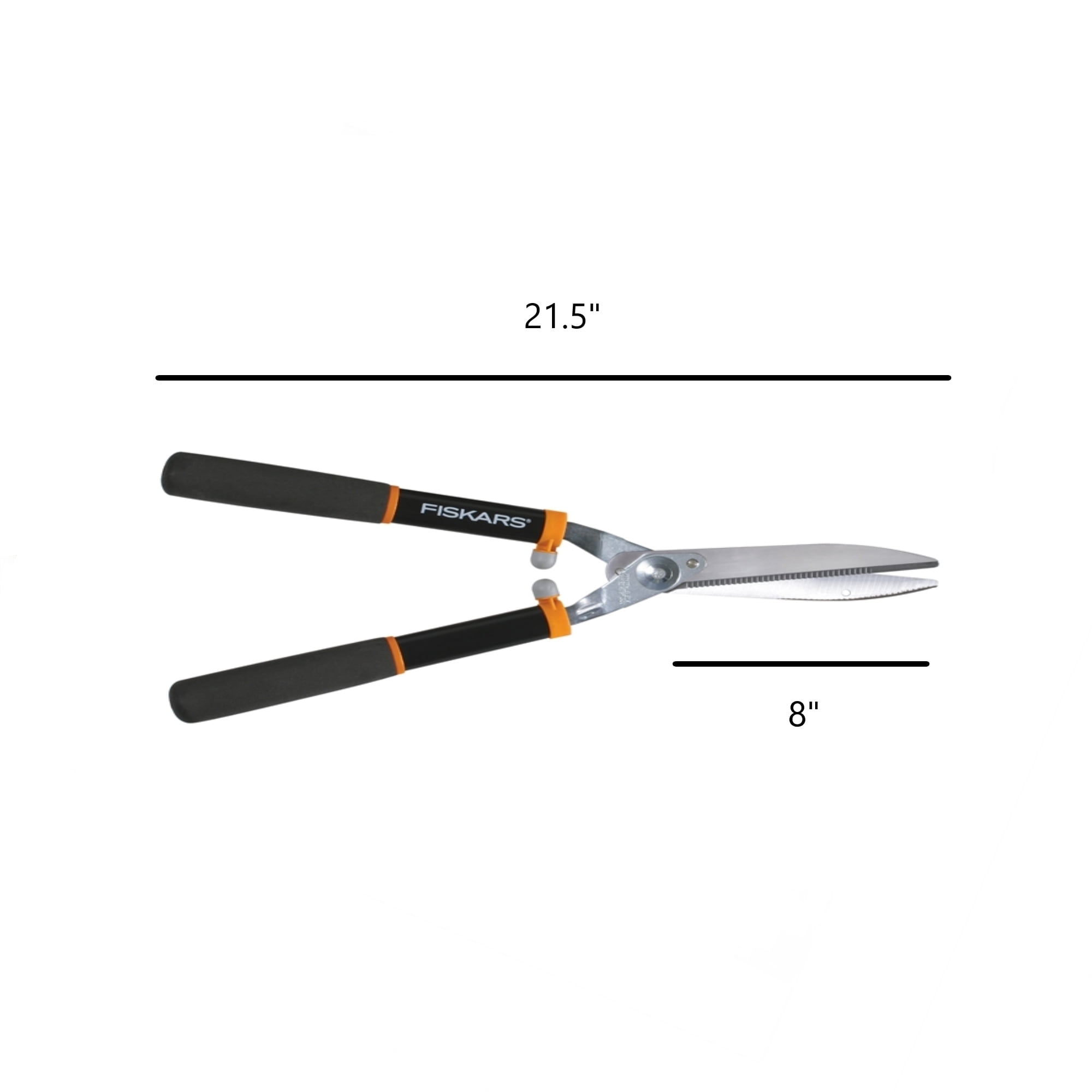 Fiskars Hedge Shears Power-Lever Steel Serrated, Black and Orange