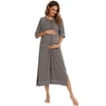 thumbnail image 2 of Eternatastic Womens Zipper Robe Half Sleeves Loungewear Dress Full Length Sleepwear Pockets Housecoat Nightgown Long Bathrobe, 2 of 5