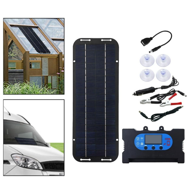 Solarpanel Portable with Controller Accessories for RV Marine Motorhome Black