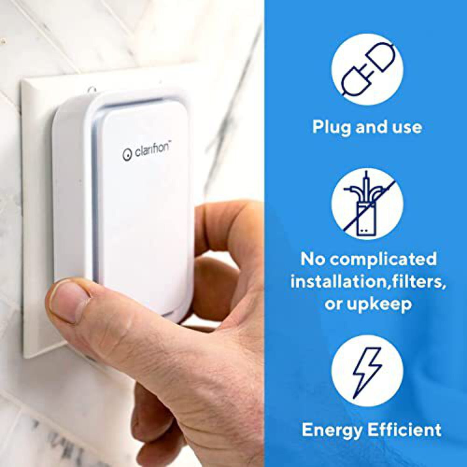 Clarifion Negative Ion Generator with Highest Output 1 Pack Filterless Mobile Ionizer Travel Air Purifier Plug in Eliminates Pollutants