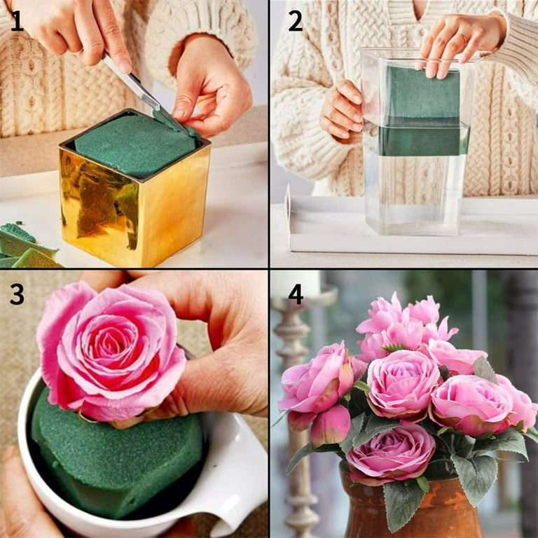 4 Pcs Floral Foam for Fresh and Artificial Flowers, Happon Wet and