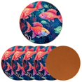 thumbnail image 2 of Fish 6pcs Microfiber Leather Round Car Coasters, 11x11 cm/4.3x4.3 in, Cup Holder Mats for Car, Set of 6 Absorbent Drink Coasters, 2 of 6