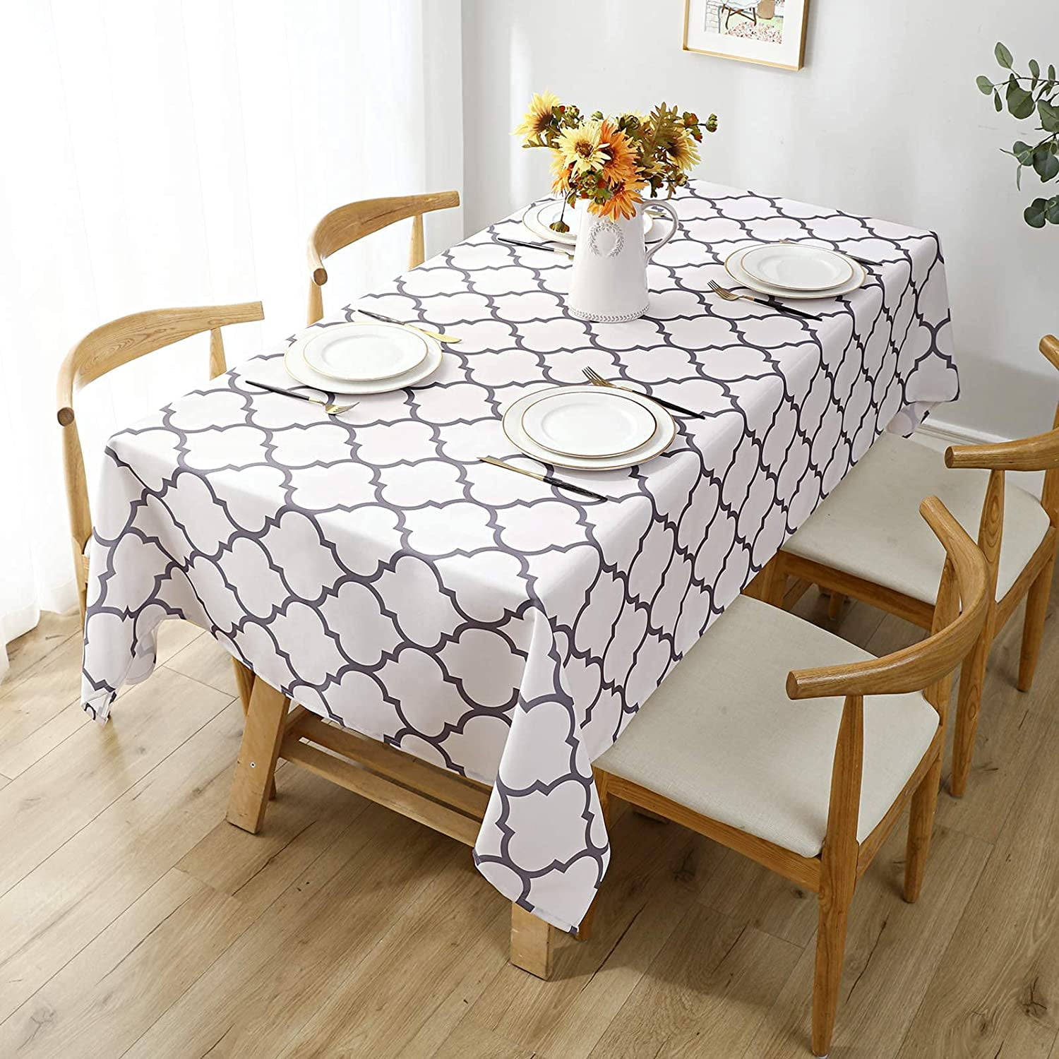 52 X 72 Table Cloth Washable Table Cover with Dust-Proof Wrinkle Resistant for Restaurant Indoor and Outdoor Dining Cattle and Pasture Pastoral Rectangle Tablecloth Picnic 