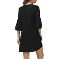 thumbnail image 6 of MLANM Women Summer T-Shirts Dress V Neck Casual Loose Mini Swing Shift Dresses, S Black, 6 of 7