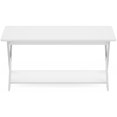 thumbnail image 6 of Modern Simplistic Coffee Table, 2-Tier Rectangle Modern Coffee Table with Open Shelf and X-Legs, Criss-Crossed Side Table, for Living Room, Bedroom, Home Office, White, 6 of 6